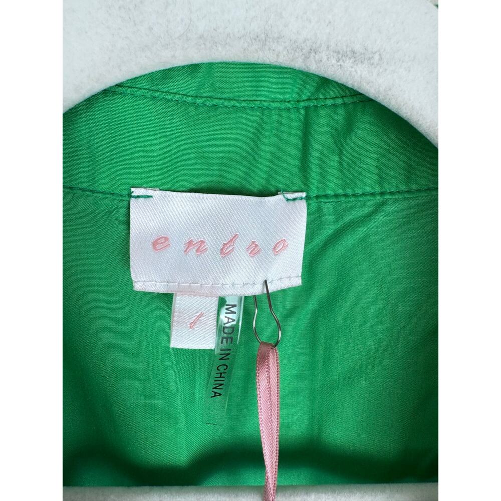 NWT Entro Green Solid Midi Dress Womens Size Large - Picture 6 of 9